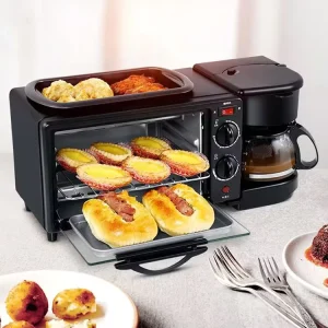 3-in-1 Automatic Multifunctional Breakfast Maker Machine Plastic Electric Oven and Coffee Maker