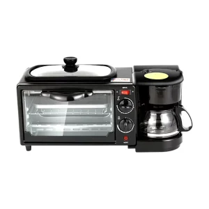3 in 1 Breakfast Machine Coffee Maker Toaster Frying Pan Electric Oven with Microwave Oven Coffeepot for Household Use