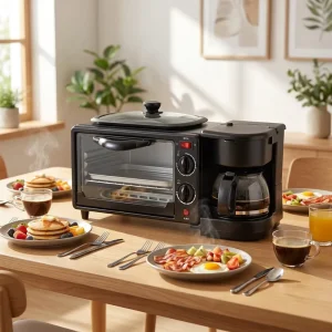 3 in 1 Breakfast Maker Microwave 3 in 1 Breakfast Station Oven Coffee Maker and Frying Pan