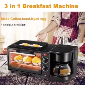 3 in 1 Breakfast Maker Microwave 3 in 1 Breakfast Station Oven Coffee Maker and Frying Pan