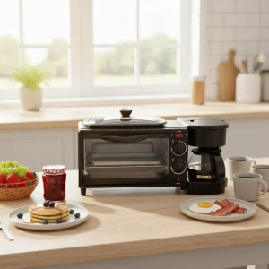 3 in 1 Breakfast Maker Microwave 3 in 1 Breakfast Station Oven Coffee Maker and Frying Pan