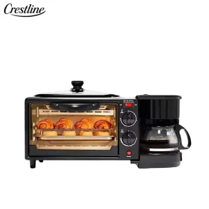 3-in-1 Breakfast Maker Multifunction Electric Sandwich Machine with Toaster Oven and Coffee Maker for Small Kitchens