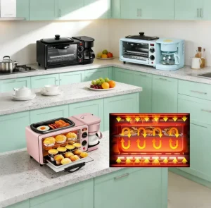 3 in 1 Breakfast Maker Oven Coffee Maker Sandwich Maker for Student Dorms Small Apartments Sandwiches Toast & Omelets