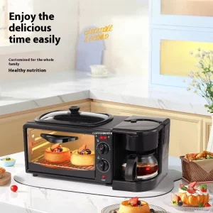 3 in 1 Breakfast Station Oven Coffee Maker Frying Pan 7L Capacity Semi-automatic Breakfast Maker