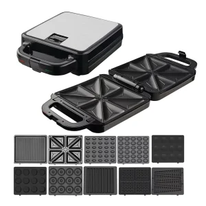 3 in 1 Detachable Stainless Steel Grill Sandwich Maker 2 Slice Breakfast Toaster Waffle Sandwich Maker
