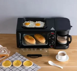 3 in 1 Electric Breakfast Machine Coffee Brewing, Milk Heating, Baking Oven All in One Breakfast