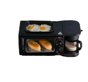 3-in-1 Electric Breakfast Maker Multifunctional Sandwich Toaster Oven and Coffee Machine