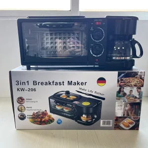 3 in 1 Electric Breakfast Makers Set with Toaster Oven Coffee Maker Frying Pan