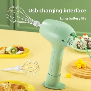 3 in 1 Electric Hand Mixer Egg Whisk Dough Hook Milk Frother USB Rechargeable Portable Kitchen Set