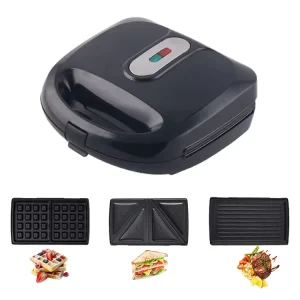 3 in 1 Electric Household Sandwich Waffle and Grill Maker with Replaceable Non Stick Plates