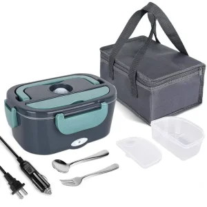 3-in-1 Electric Lunch Box 12V 24V 110V Portable Food Heater Waterless Heating Bento Box for Car Office