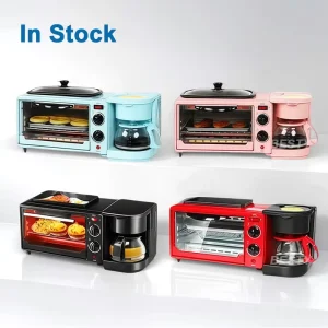 3 in 1 Electric Multifunctional Bread Sandwich Breakfast Maker with Frying Pan Coffee Kettle Toaster Microwave Oven