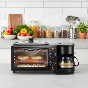 3-in-1 Electromechanical Stainless Steel Bread Oven Automatic Sandwich Coffee Maker for Outdoor Household Use Electric Power