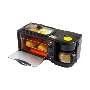 3 in 1 Household Breakfast Machine Electric Coffee Multifunctional Toaster Oven with Frying Pan & Bread Machine Mini Oven