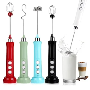 3 in 1 LED Digital Display Milk Frother Electric Matcha Whisk Rechargeable Milk Frother with 3 Detachable