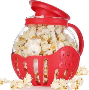 3 in 1 Lid Measures Kernels Melts Butter Microwave Popcorn Popper Maker Temperature Safe Glass Silicone Kitchen Eco Friendly