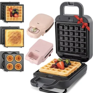 3 in 1 Sandwich Maker Panini Press 750W Toaster Perfect for Sandwiches Grill Waffle Iron Set With 3 Removable Non Stick Plates