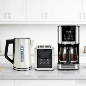 3 in 1 Stainless Steel Breakfast Set Retro Toaster and Water Kettle Home Appliance Sets Electric Kettle and Toaster Set