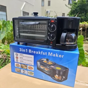 3-in-1 Stainless Steel Household Breakfast Coffee and Bread Machine with Intelligent Timing