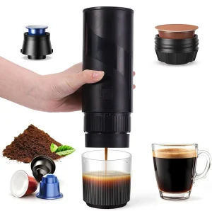 3 in 1 USB Powered Wireless Mini Espresso Machine Fast Heating Capsules Coffee Maker Outdoor Portable Coffee Machine