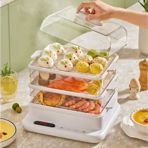 3 layer Steaming Rack Stainless Steel 34L Large Capacity Electric Food Steamer Home Food Warmer Cooker Vegetables Steam Cooker