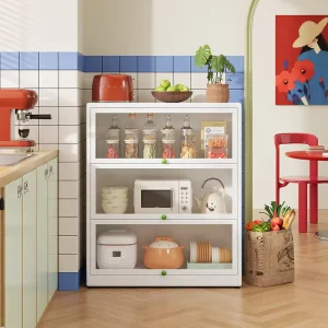 3-tier Modern Metal Kitchen Storage Rack Adjustable & Portable for Microwave and Oven Utensils