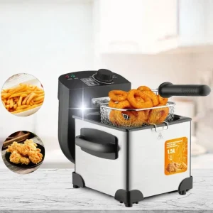 3.0L Stainless Steel Electric Deep Fryer with Temperature Control Household Commercial Frying Machine for Kitchen Restaurant Use