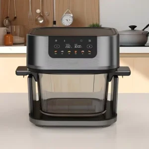 3.5L 5L Visible Glass Pot Stainless Steel Heating Pipe Digital Control Electric Powered Household Use Air Fryer