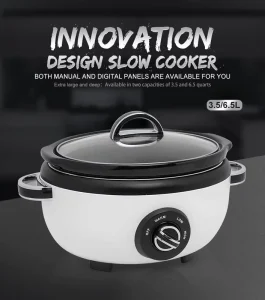 3.5L 6.5L Largest Crock Pots Electric Programmable Slow Cooker with Digital Timer Keep Warm Non Stick Tempered Glass Lid