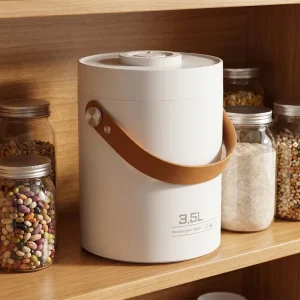3.5L Stainless Steel Vacuum Storage Container with Removable Handle Airtight Durable for Soybean Coffee Powder Grain