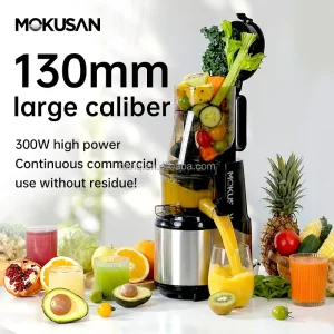 300W Cold Press Juicer Silver Juicer Machine With 2200ML Batching Hopper 99% Pure Juice Yield Easy to Disassemble and Clean
