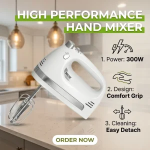 300W Multifunction Hand Mixer 5 Speed Electric Kitchen Mixer for Baking Cake Dough and Prep Electric Handheld Mixer