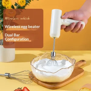 304 Rechargeable USB Electric Hand Held Egg Beater Stainless Steel Cream Mixer with Beater Ejector Button Home Baking Machine