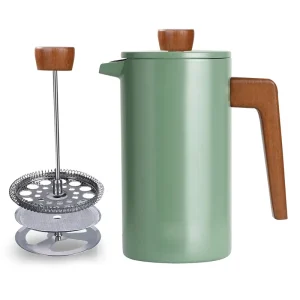 304 Stainless Steel Eco Friendly French Press Coffee Maker 1000ml Double Wall Insulated Brewer & Tea Pot