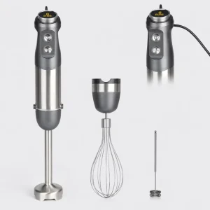 304 Stainless Steel Electric Hand Blender Variable Speed Stepless Control Multifunctional Container Push Button Controls