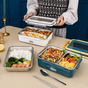 304 Stainless Steel Electric Heating Lunch Box for Office Workers 1.1-1.2L Capacity