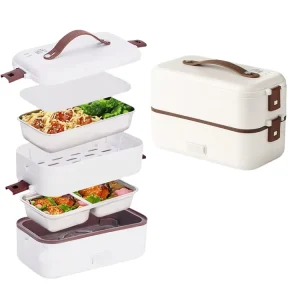 304 Stainless Steel Household Electric Heating Food Heater Lunch Box with Detachable Container