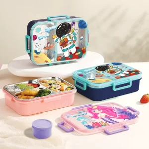 304 Stainless Steel Leak proof Lunch Boxes for Kids 800ml Food Containers with 2-3 Compartments
