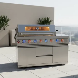 304 Stainless Steel Modern Luxury Gas BBQ Grill Modular Outdoor Kitchen 8 Burners Side Burner Rotisserie Kit 103x51cm