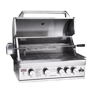 304 Stainless Steel Outdoor Grill Kitchen Built-in Tabletop Gas Charcoal Double Use Stove BBQ Grill with Rotisserie