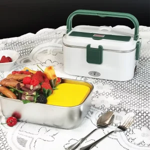 304 Stainless Steel Portable Leakproof Thermos Food Heater Warmer Container Electric Heating Bento Lunch Box for Car Home