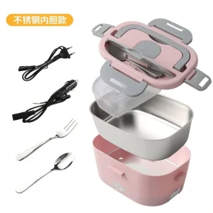 304 Stainless Steel USB Electric Heating Food Warmer Lunch Box Container for Home Car Use