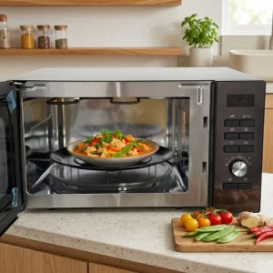 30L 1.2Cu.Ft LED Display Grill Convention Microwave Oven for Household Use 220V Countertop Electric Child Lock Stainless Steel