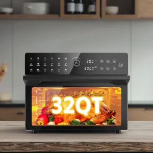 30L Electric Air Fryer Oven with Color Screen 1800W Fast Cooking 4 Trays Ideal for Party Snacks 21 in 1 Electric Pizza Oven