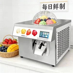 30L/H Vertical Batch Freezer Machine with Night Keep Fresh Countertop Continuous Gelato Hard Ice Cream Machine for Coffee Shop