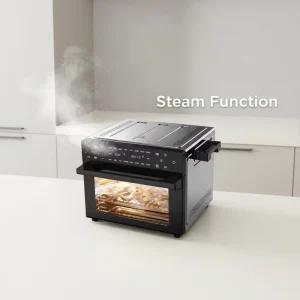30L Stainless Steel Air Fryer Oven Digital LCD Display Rotisserie Function Oil Free Steam Frying & Roasting