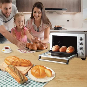 33L Electric Toaster Oven for Whole Chicken 1600W Countertop Convection Turnspit Baking Pizza Roasting Warm Digital Control