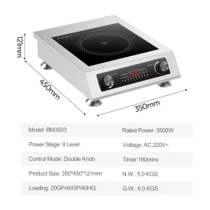 3500W 220V High Power Single Burner Induction Cooker Stainless Steel Portable Multifunctional Commercial Electric Cooktop