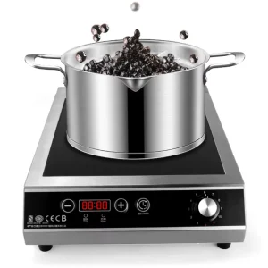 3500W Heavy Duty Commercial Induction Cooker Ceramic Panel IH Hob with Stainless Steel Housing Electric Power Source