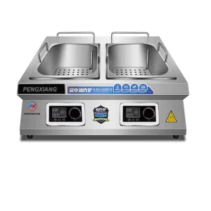 3500W Induction Commercial Deep Oil Fryer Machine Cover Energy Saving Stainless Steel Construction Electric